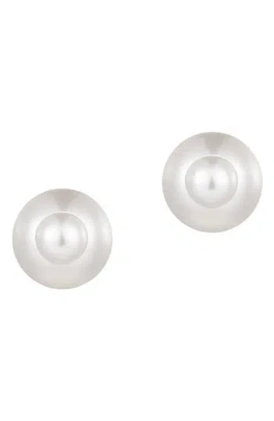 Adornia Faux Pearl Front/back Stud Earrings In White