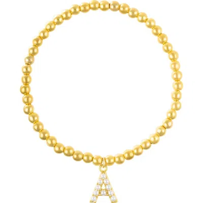 ADORNIA ADORNIA FAUX PEARL INITIAL CHARM BEADED BRACELET