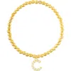 Adornia Faux Pearl Initial Charm Beaded Bracelet In Gold White-c