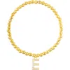 Adornia Faux Pearl Initial Charm Beaded Bracelet In Gold White-e