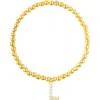 Adornia Faux Pearl Initial Charm Beaded Bracelet In Gold White-l