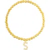 Adornia Faux Pearl Initial Charm Beaded Bracelet In Letter S