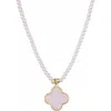 Adornia Gold Mother Of Pearl Strand Clover Pendant Necklace In Gold