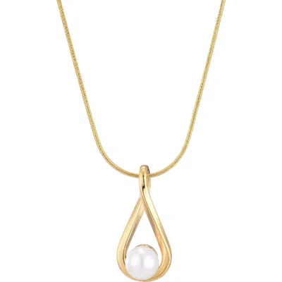 Adornia Faux Pearl Pendant Necklace In White