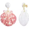 Adornia Pink Shell And Shell Pearl 2-drop Earrings In Pink