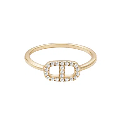 Adornia Fine 14k Gold Vermeil .925 Sterling Silver Cz Mariner Link Ring