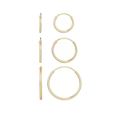 Adornia Fine 14k Gold Vermeil .925 Sterling Silver Set Of 3 Endless Hoop Earrings