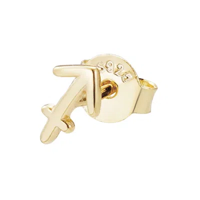 Adornia Fine 14k Gold Vermeil .925 Sterling Silver Single Zodiac Sign Stud Earring In Multi