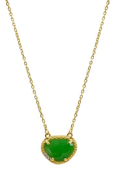 Adornia Fine 14k Yellow Gold Plated Sterling Silver Birthstone Pendant Necklace In Gold - Emerald - May