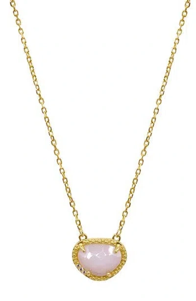 Adornia Fine 14k Yellow Gold Plated Sterling Silver Birthstone Pendant Necklace In Gold - Opal - October