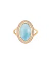 Adornia Fine Jewelry 14k Over Silver 7.00 Ct. Tw. Larimar Cz Halo Ring