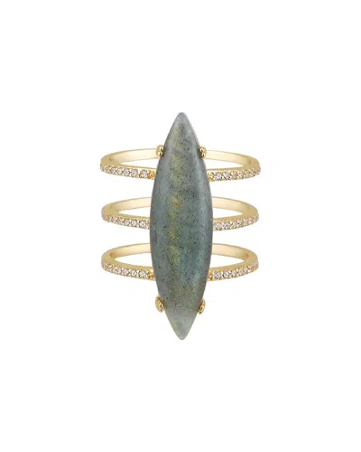 Adornia Fine Jewelry 14k Over Silver 9.00 Ct. Tw. Labradorite Cz Ring