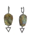 Adornia Fine Jewelry Silver 28.50 Ct. Tw. Diamond & Labradorite Triangle Drop Earrings