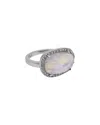Adornia Fine Jewelry Silver 4.20 Ct. Tw. Diamond & Moonstone Halo Sideways Ring
