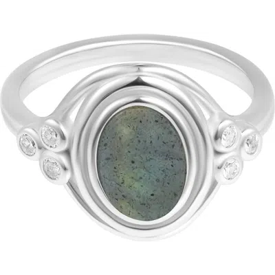 Adornia Fine Labradorite & Cz Ring In Green