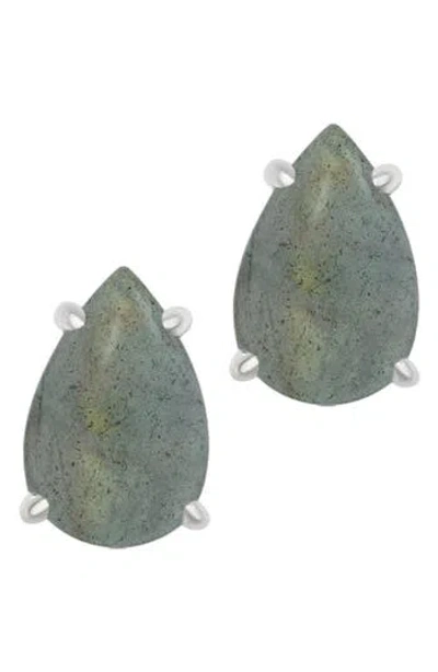 Adornia Fine Pear Cut Labradorite Stud Earrings In Metallic