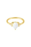 Adornia Fine Pear Cut Opal & Moissainte Ring In White
