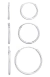 Adornia Fine Set Of 3 Sterling Silver Hoop Earrings