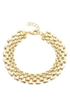 Adornia 14k Gold Plated Grid Chain Bracelet