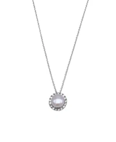 Adornia Floating Freshwater Pearl Halo Necklace In Silver-tone