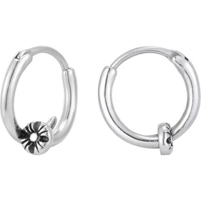 Adornia Flower Charm Huggie Hoop Earrings In Silver