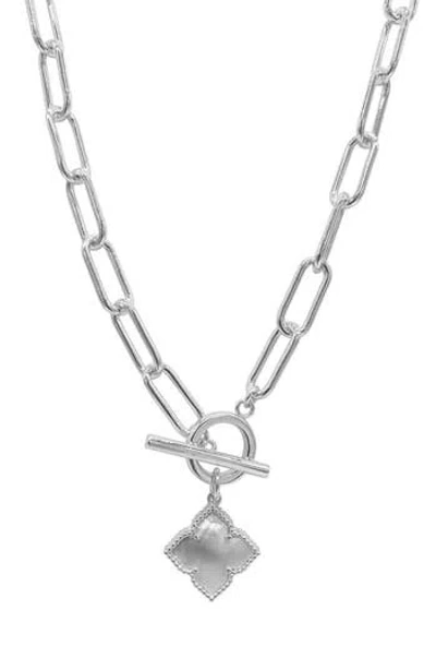 Adornia Flower White Mother Of Pearl Pendant Necklace In Metallic