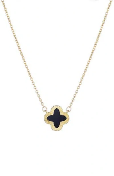ADORNIA ADORNIA FLUTED EDGE CLOVER PENDANT NECKLACE