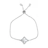 Adornia Four Point Flower Bolo Bracelet White Mother Of Pearl Silver In White