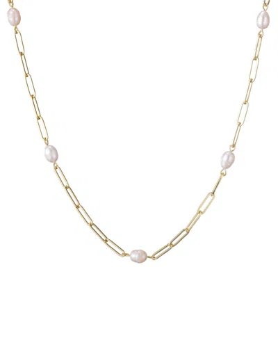 Adornia Freshwater Cultivated Pearl Station Paper Clip Chain Necklace