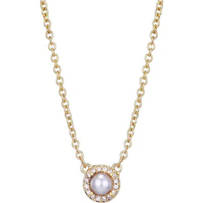 Adornia Freshwater Pearl & Crystal Halo Pendant Necklace In Multi