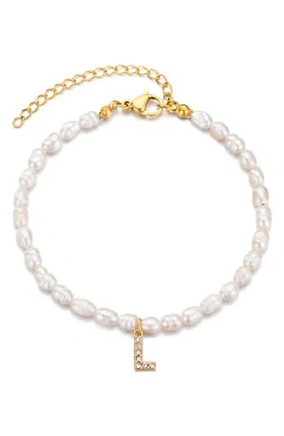 Adornia Freshwater Pearl Initial Charm Bracelet In Gold