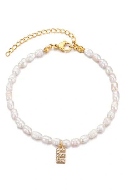 Adornia Freshwater Pearl Initial Charm Bracelet In Gold