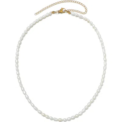 Adornia 18k Plated Stainless Steel 2mm Pearl Tarnish-resistant Seed Strand Necklace In Metallic