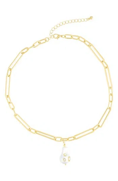 Adornia Freshwater Pearl Pendant Necklace In White