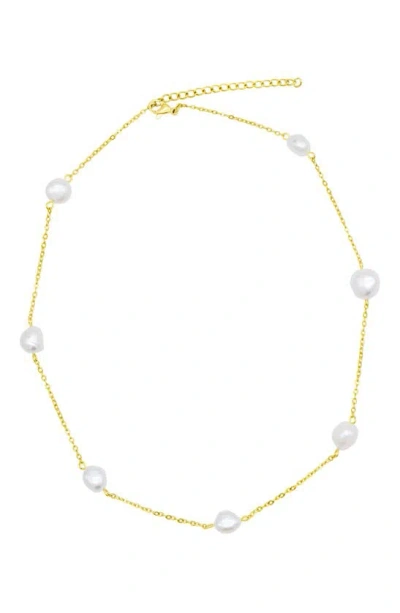 Adornia Freshwater Pearl Station Necklace In Gold