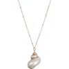 Adornia 14k Gold Plated Golden Shell Pendant Necklace In White