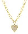 Adornia 14k Gold Plated Adjustable Chunky Paperclip Link Pave Heart Necklace In Gold