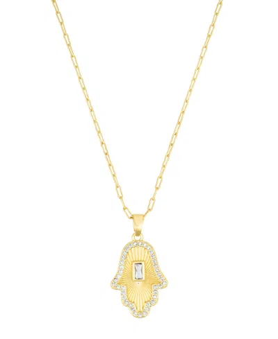 Adornia Gold Adjustable Crystal Baguette Stone Hamsa Necklace