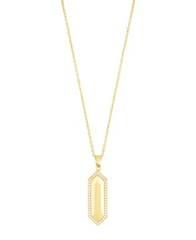 ADORNIA GOLD ADJUSTABLE CUBIC ZIRCONIA ELONGATED PAVE HEXAGON NECKLACE