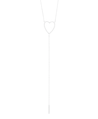 Adornia Gold Adjustable Cubic Zirconia Heart Y-necklace In Silver