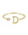 Adornia Gold Adjustable Cubic Zirconia Initial Ring In Gold