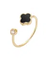 Adornia 14k Gold Plated Adjustable Clover Cz Ring In Gold