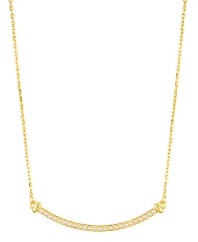 Adornia Gold Adjustable Faux Cultivated Pearl Curved Bar Necklace In White