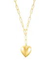 Adornia 14k Gold Plated Adjustable Oversized Puffy Heart Paper Clip Chain Necklace In Gold