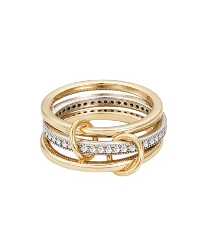Adornia Gold And Silver Cz Connected 3-piece Ring Stack In Multi