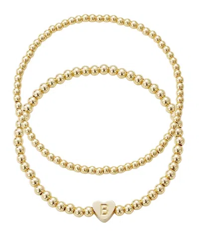Adornia Gold Ball Bead Initial Bracelet Set