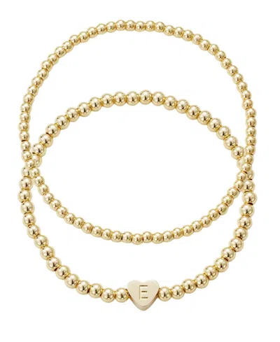 Adornia Gold Ball Bead Initial Bracelet Set
