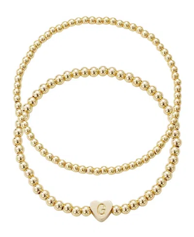 Adornia Gold Ball Bead Initial Bracelet Set