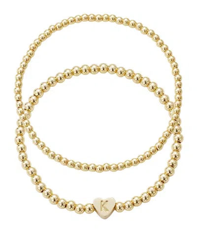 Adornia Gold Ball Bead Initial Bracelet Set