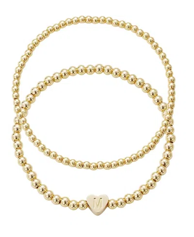 Adornia Gold Ball Bead Initial Bracelet Set